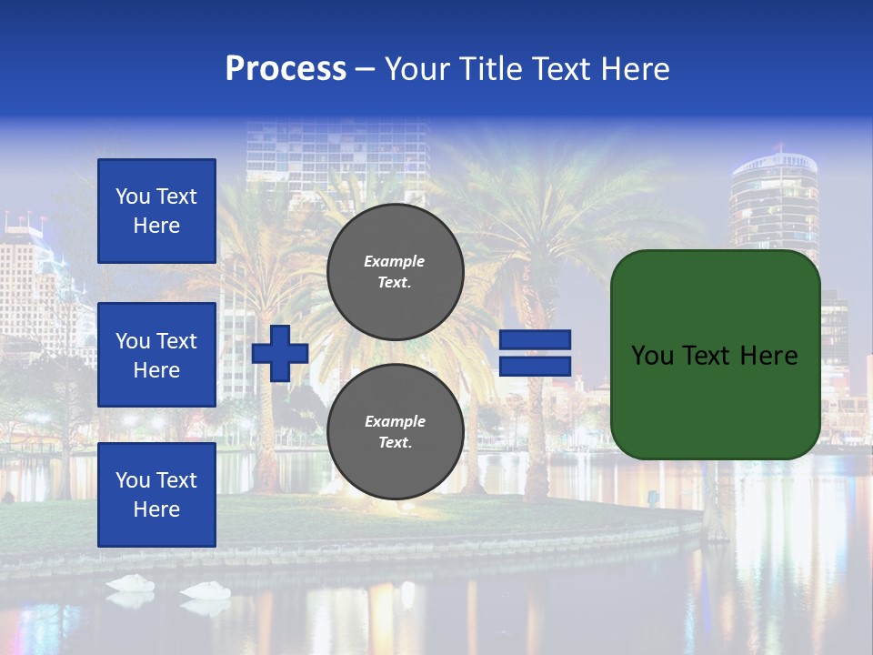 A City Skyline With Palm Trees In The Foreground PowerPoint Template