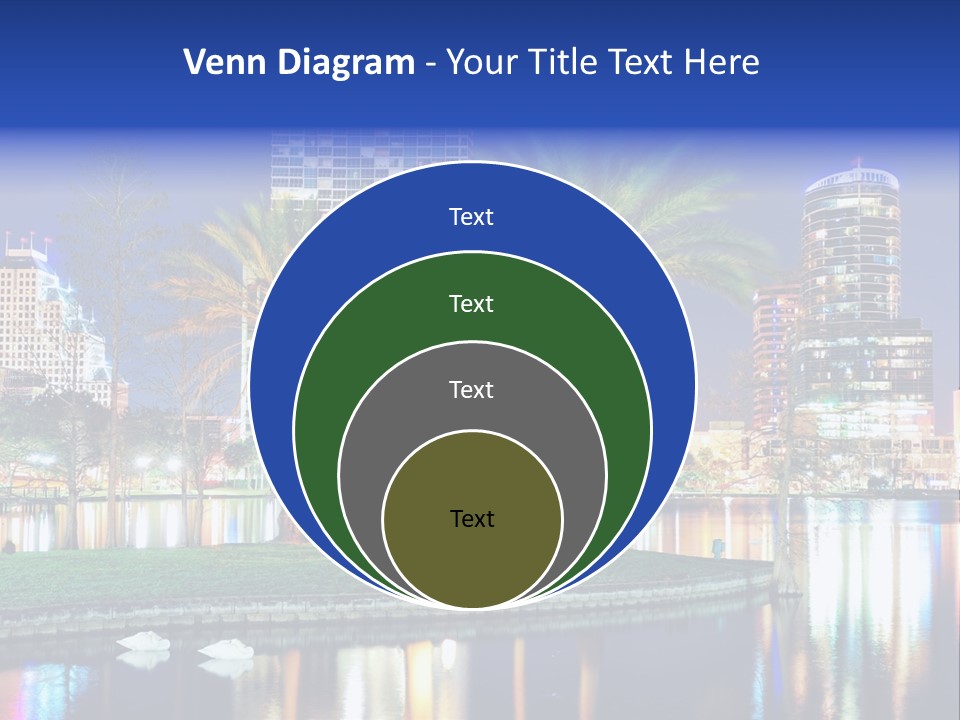 A City Skyline With Palm Trees In The Foreground PowerPoint Template