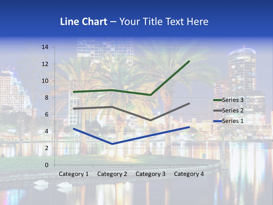 A City Skyline With Palm Trees In The Foreground PowerPoint Template