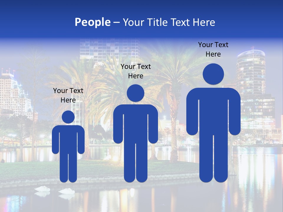 A City Skyline With Palm Trees In The Foreground PowerPoint Template