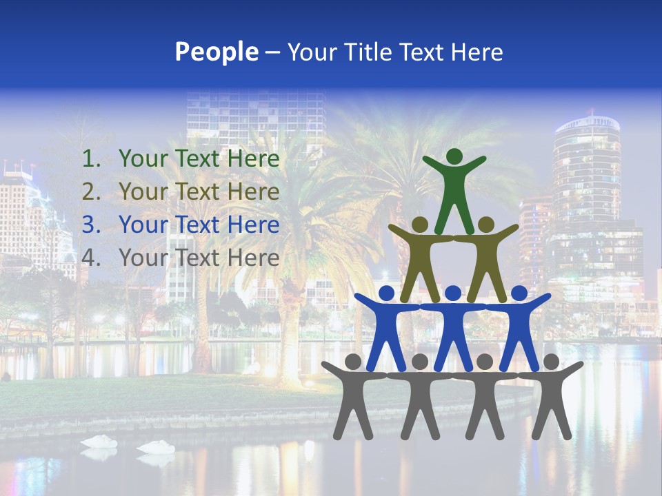 A City Skyline With Palm Trees In The Foreground PowerPoint Template