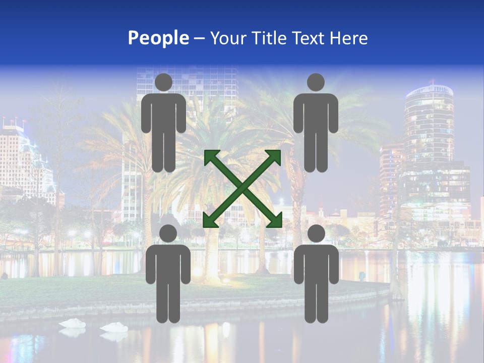 A City Skyline With Palm Trees In The Foreground PowerPoint Template