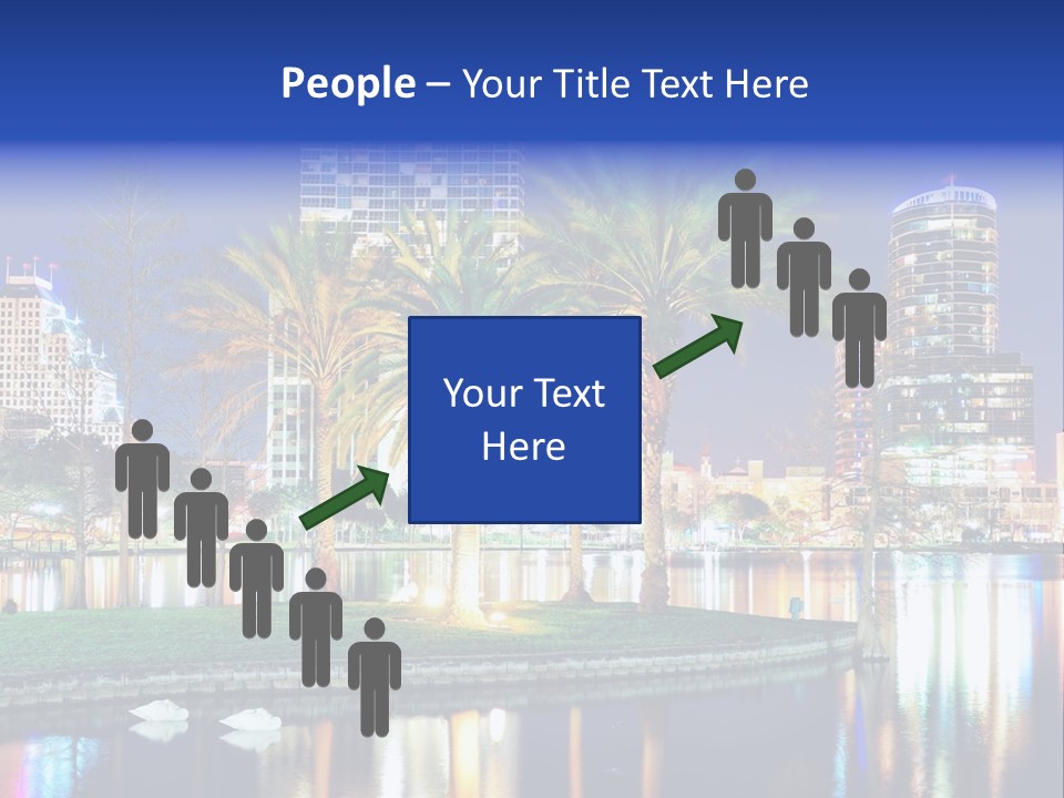 A City Skyline With Palm Trees In The Foreground PowerPoint Template