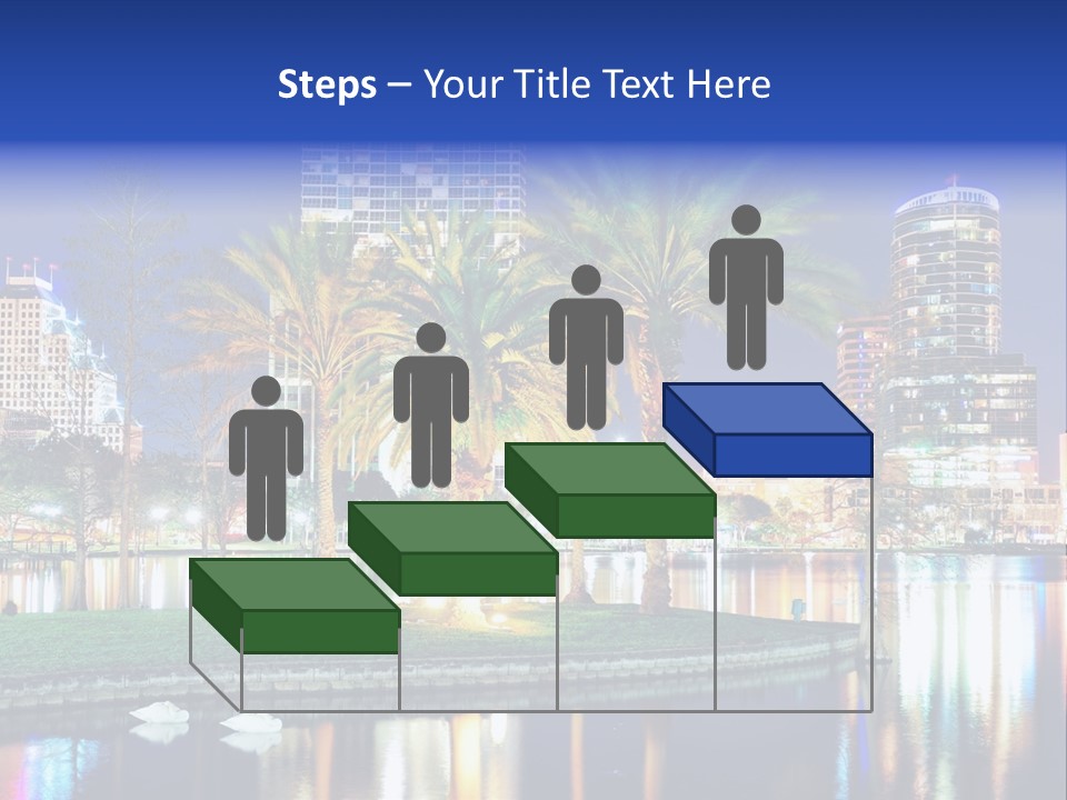 A City Skyline With Palm Trees In The Foreground PowerPoint Template