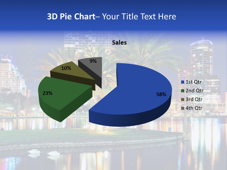 A City Skyline With Palm Trees In The Foreground PowerPoint Template