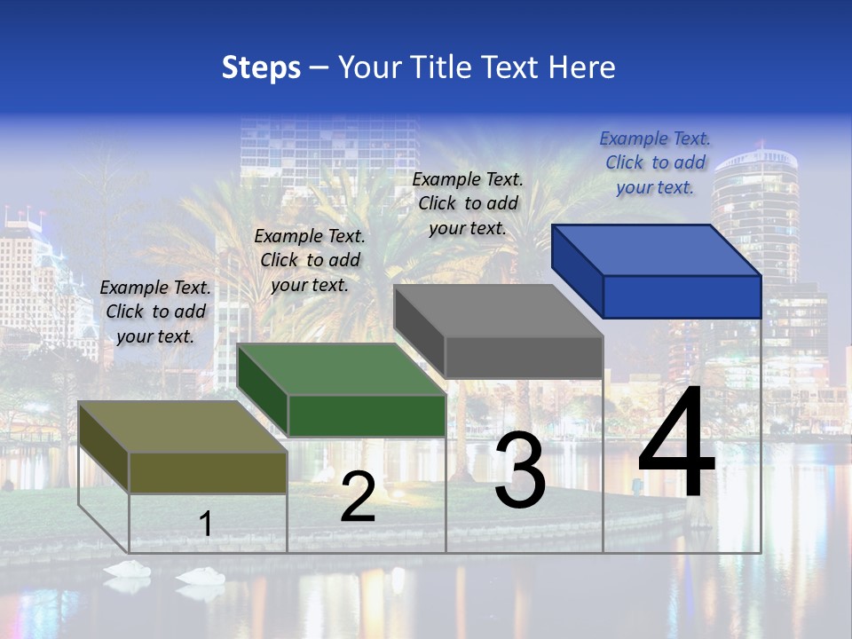A City Skyline With Palm Trees In The Foreground PowerPoint Template