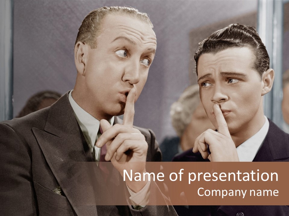 A Couple Of People That Are Standing In Front Of A Mirror PowerPoint Template