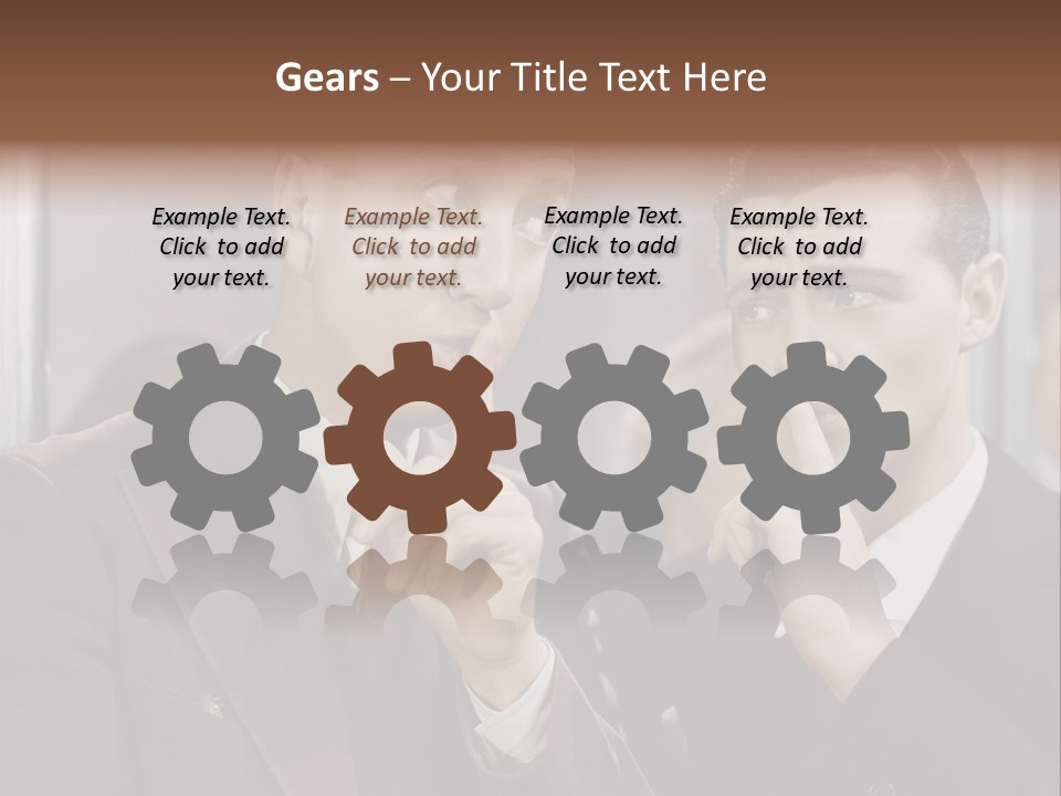 A Couple Of People That Are Standing In Front Of A Mirror PowerPoint Template