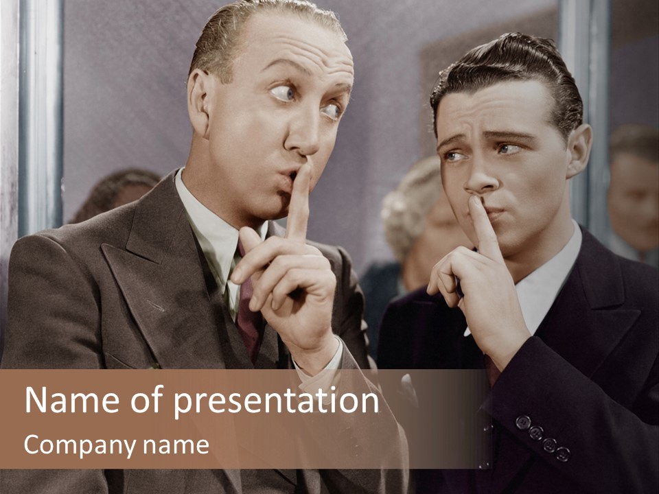 A Couple Of Men Standing Next To Each Other In Front Of A Mirror PowerPoint Template