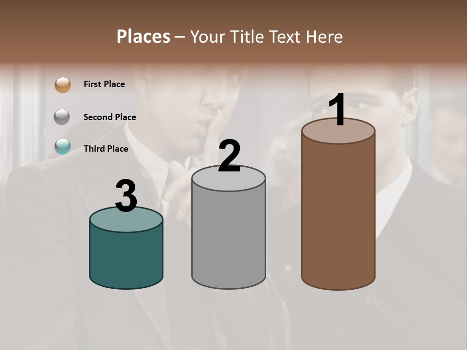 A Couple Of Men Standing Next To Each Other In Front Of A Mirror PowerPoint Template