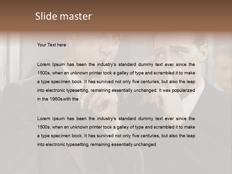 A Couple Of Men Standing Next To Each Other In Front Of A Mirror PowerPoint Template