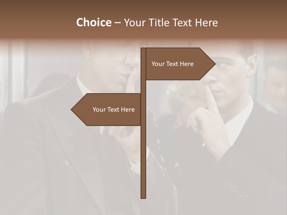 A Couple Of Men Standing Next To Each Other In Front Of A Mirror PowerPoint Template