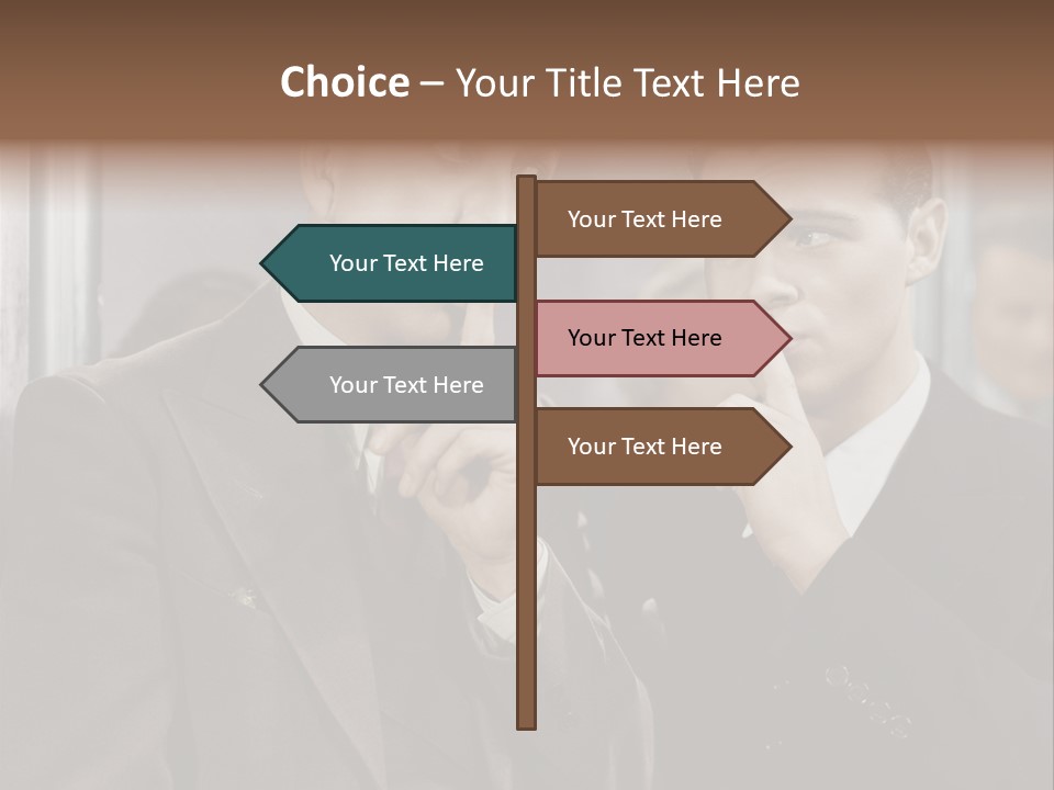 A Couple Of Men Standing Next To Each Other In Front Of A Mirror PowerPoint Template
