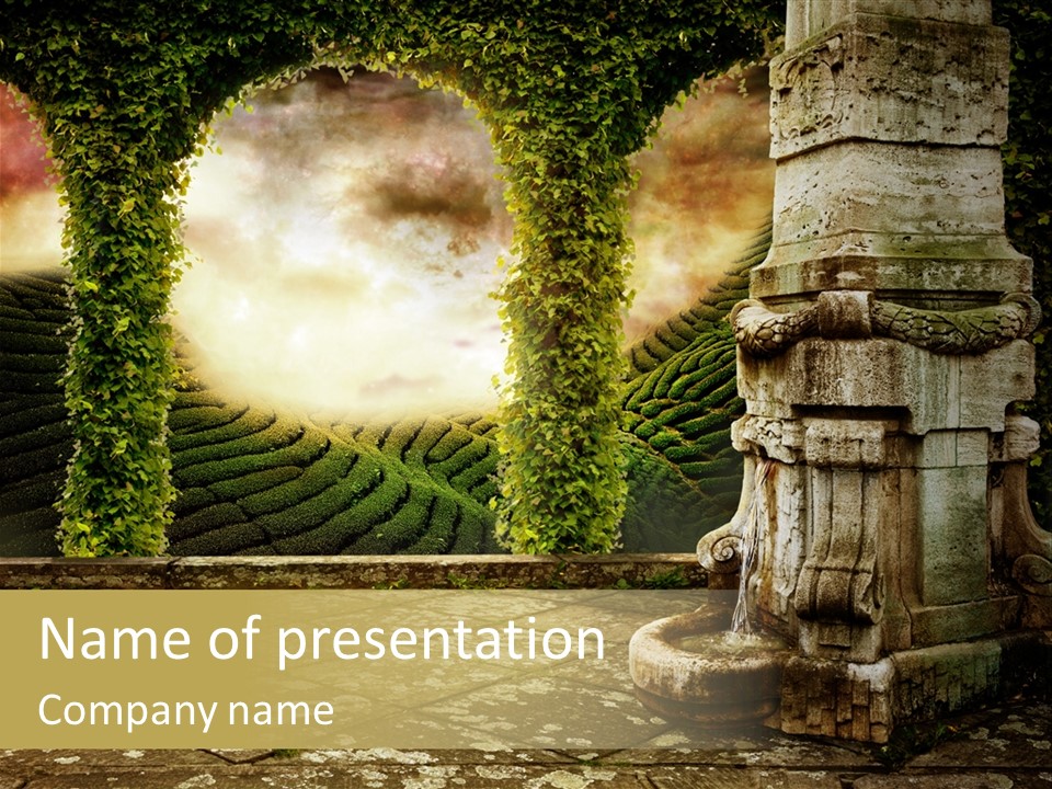 Beauty Grass Cobbles PowerPoint Template