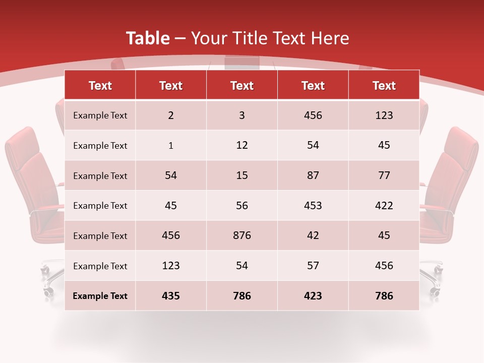 A Conference Table With Red Chairs And A Laptop PowerPoint Template