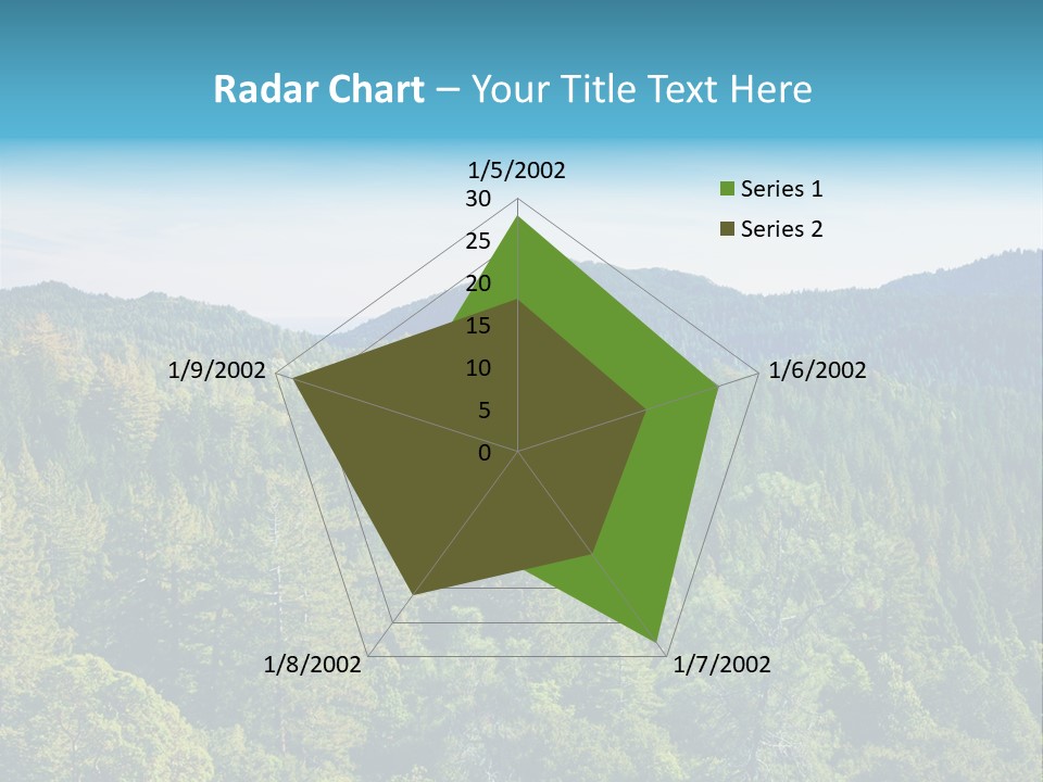 A View Of A Mountain Range With Trees In The Foreground PowerPoint Template