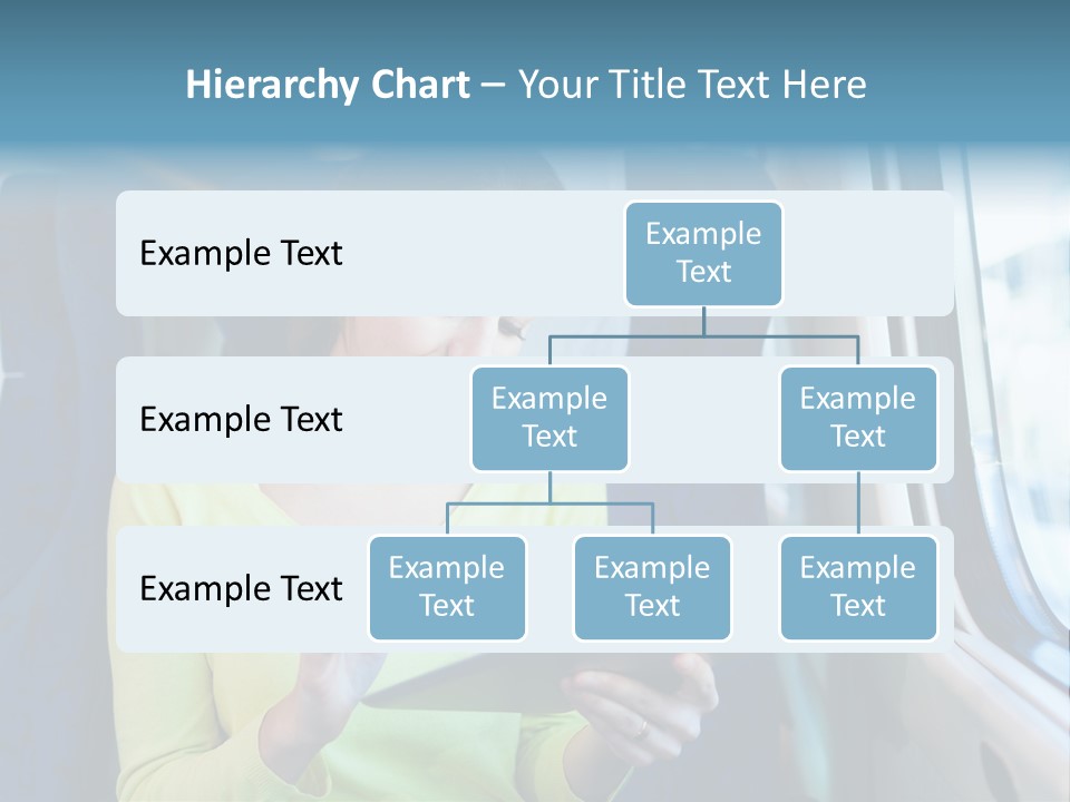 A Woman On A Train Looking At A Tablet PowerPoint Template