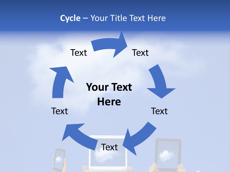 A Person Holding Up A Cell Phone In Front Of A Cloud PowerPoint Template