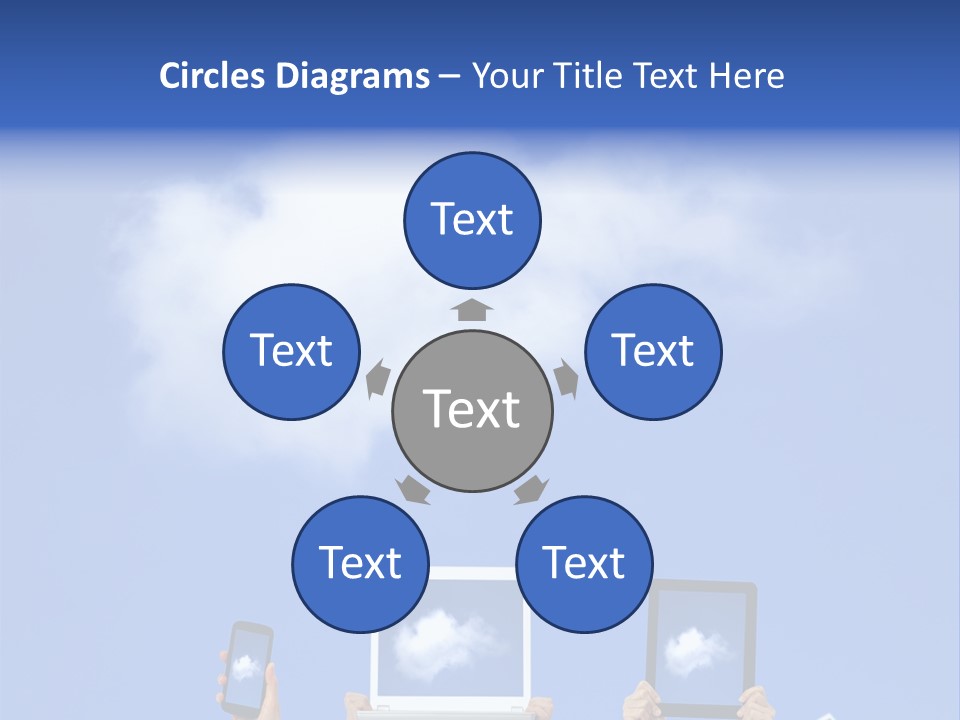 A Person Holding Up A Cell Phone In Front Of A Cloud PowerPoint Template