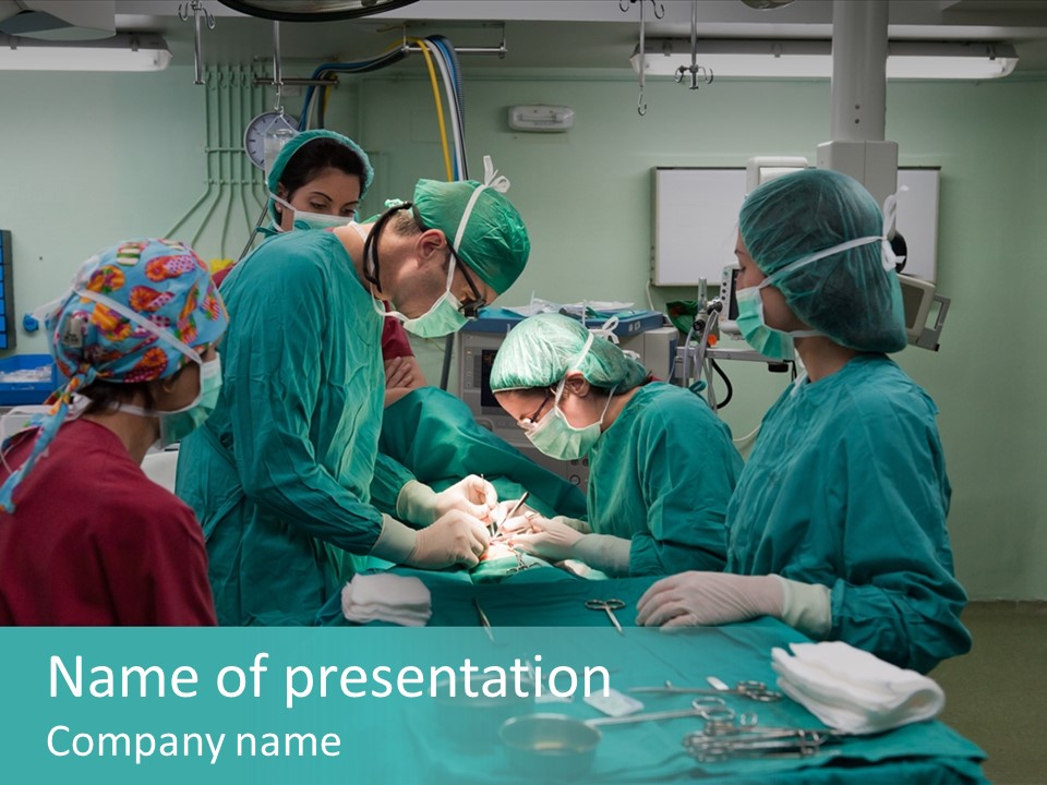 Operating Table Blood Scalpel PowerPoint Template