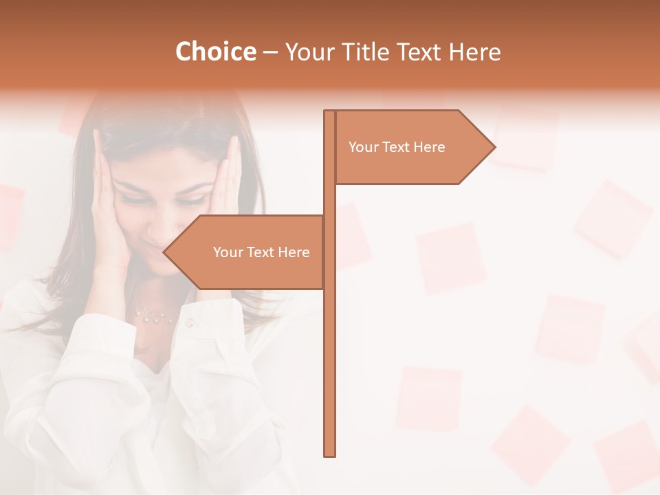 A Woman Holding Her Head In Her Hands PowerPoint Template
