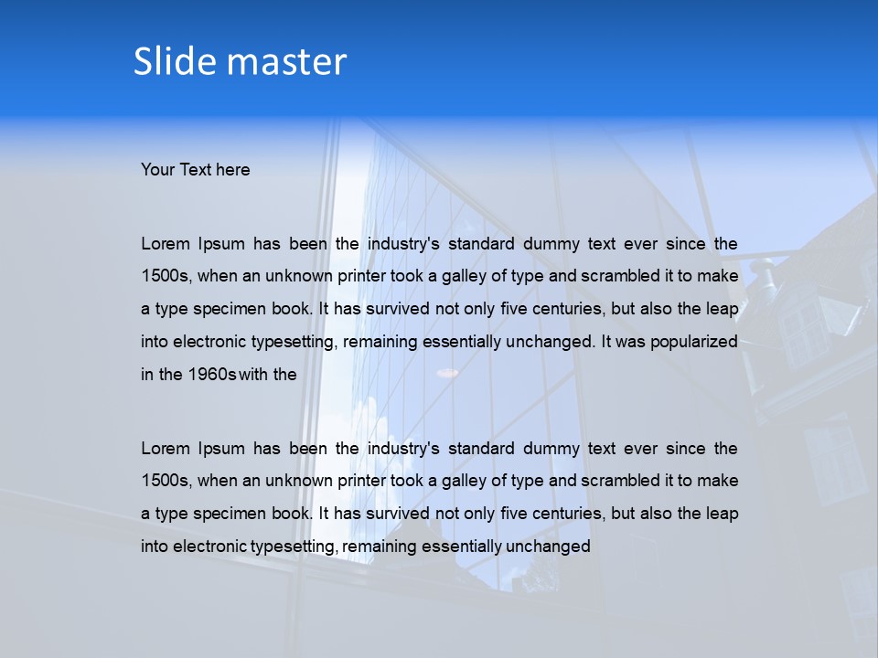 A Building Reflecting In The Windows Of Another Building PowerPoint Template