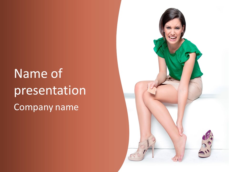 Woman High Heels Too Tight PowerPoint Template