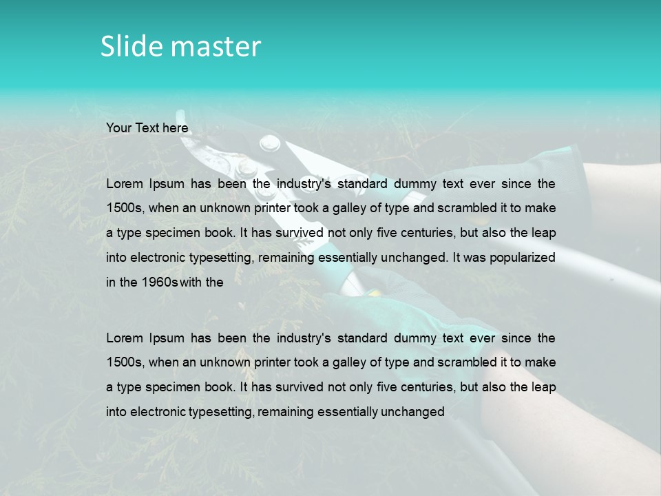 Thuja Shearing Equipment PowerPoint Template