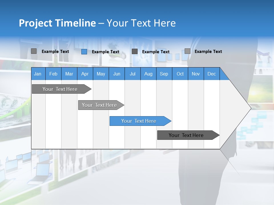 A Man In A Suit Pointing To A Wall Of Business Images PowerPoint Template