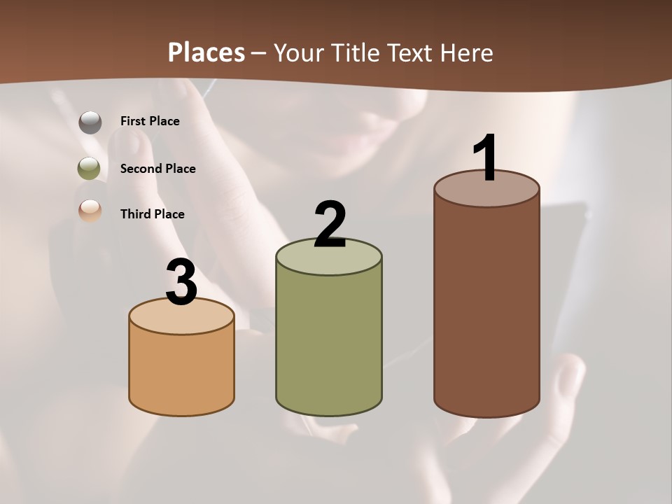 A Woman Is Looking At Her Cell Phone PowerPoint Template