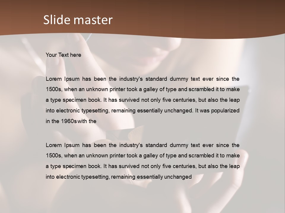 A Woman Is Looking At Her Cell Phone PowerPoint Template