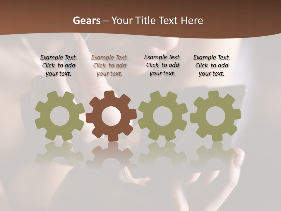 A Woman Is Looking At Her Cell Phone PowerPoint Template