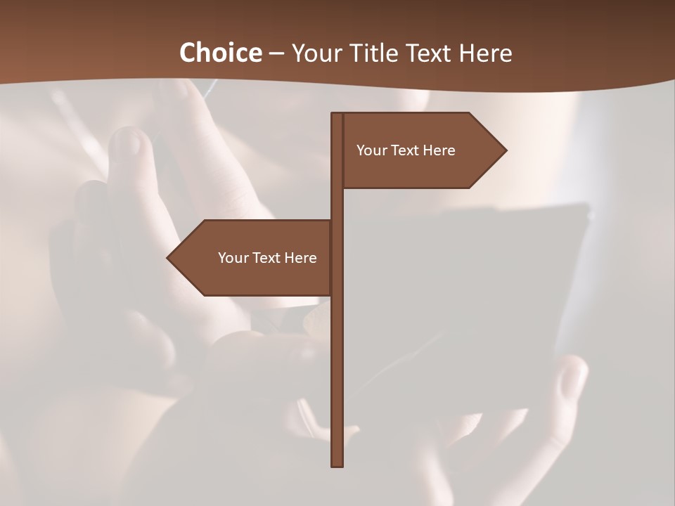 A Woman Is Looking At Her Cell Phone PowerPoint Template