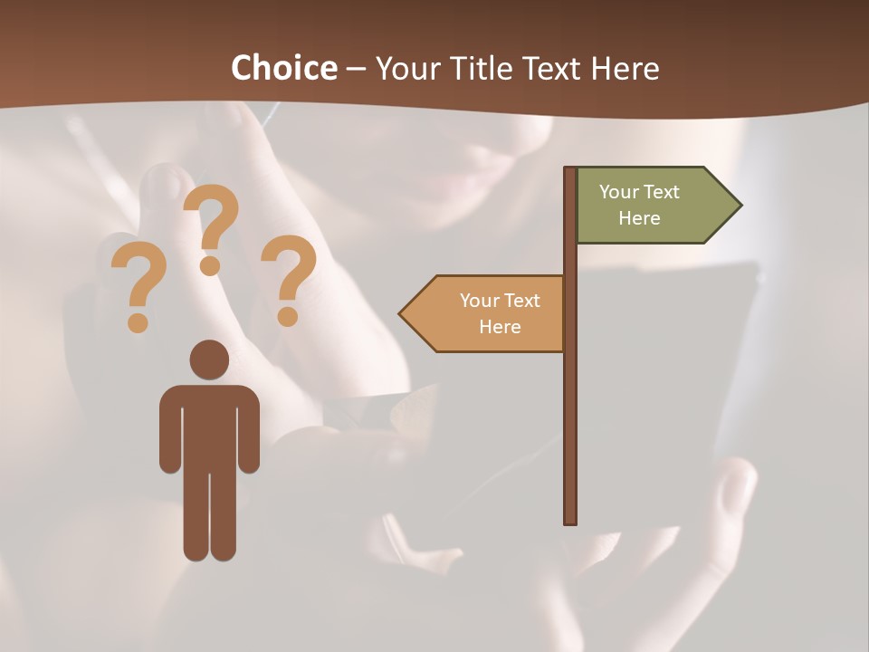 A Woman Is Looking At Her Cell Phone PowerPoint Template
