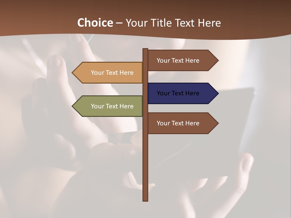 A Woman Is Looking At Her Cell Phone PowerPoint Template