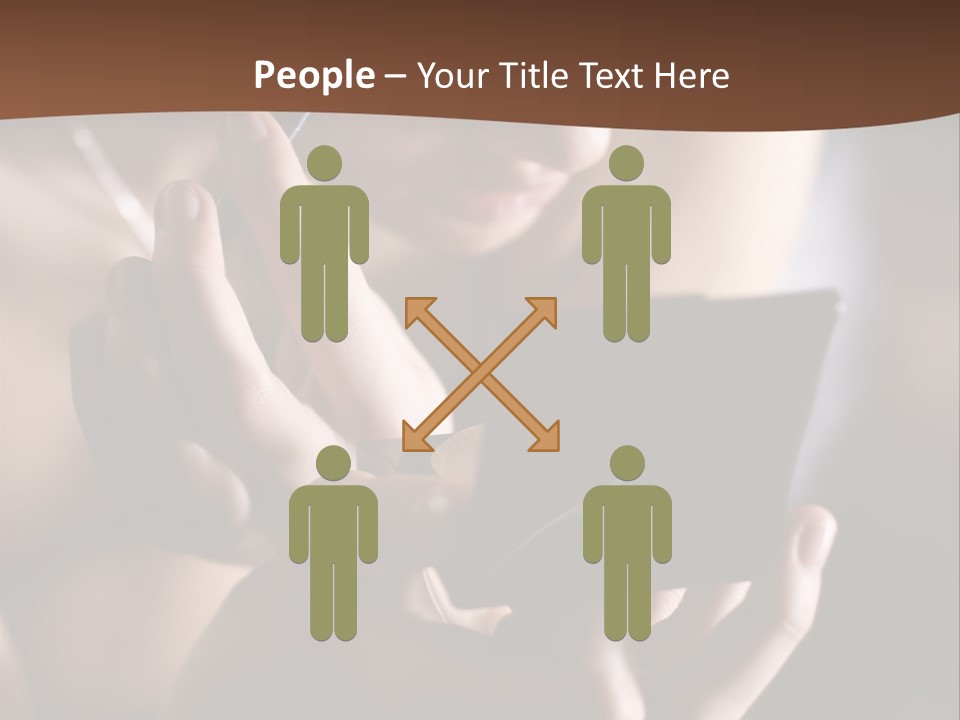 A Woman Is Looking At Her Cell Phone PowerPoint Template