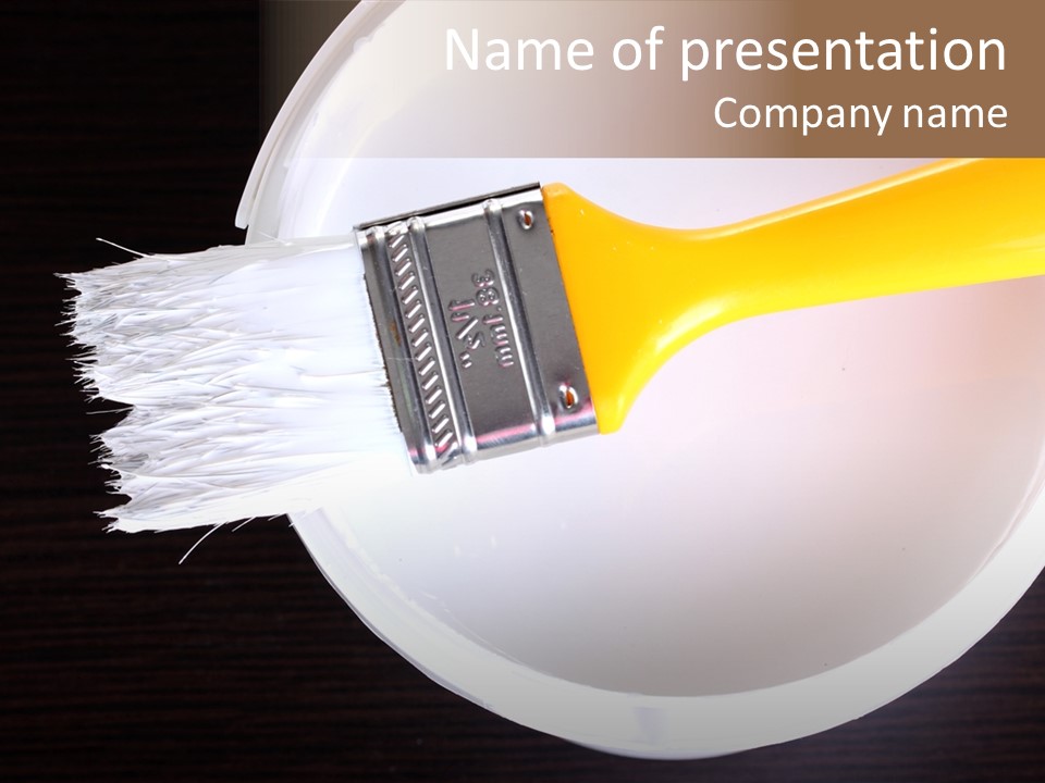 A Yellow Paintbrush On A White Plate PowerPoint Template