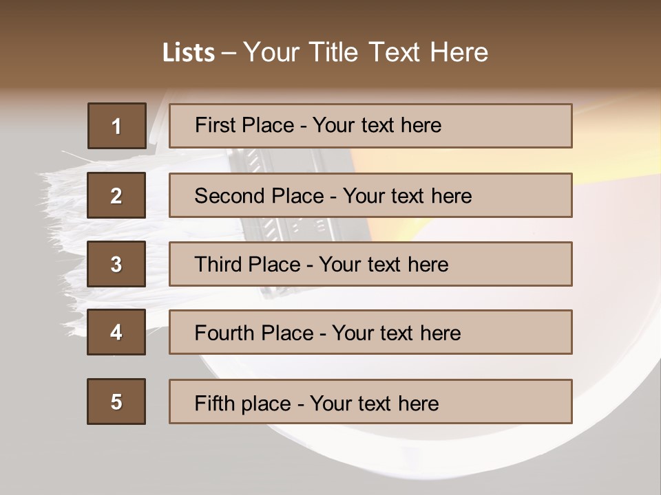 A Yellow Paintbrush On A White Plate PowerPoint Template