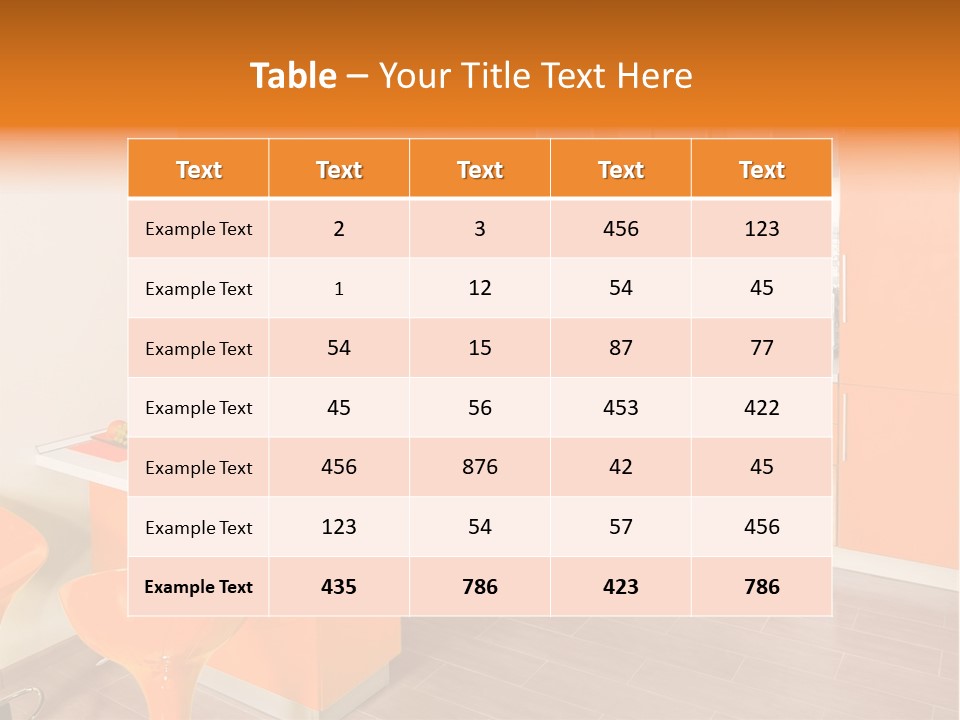 A Kitchen With Orange Cabinets And White Counter Tops PowerPoint Template