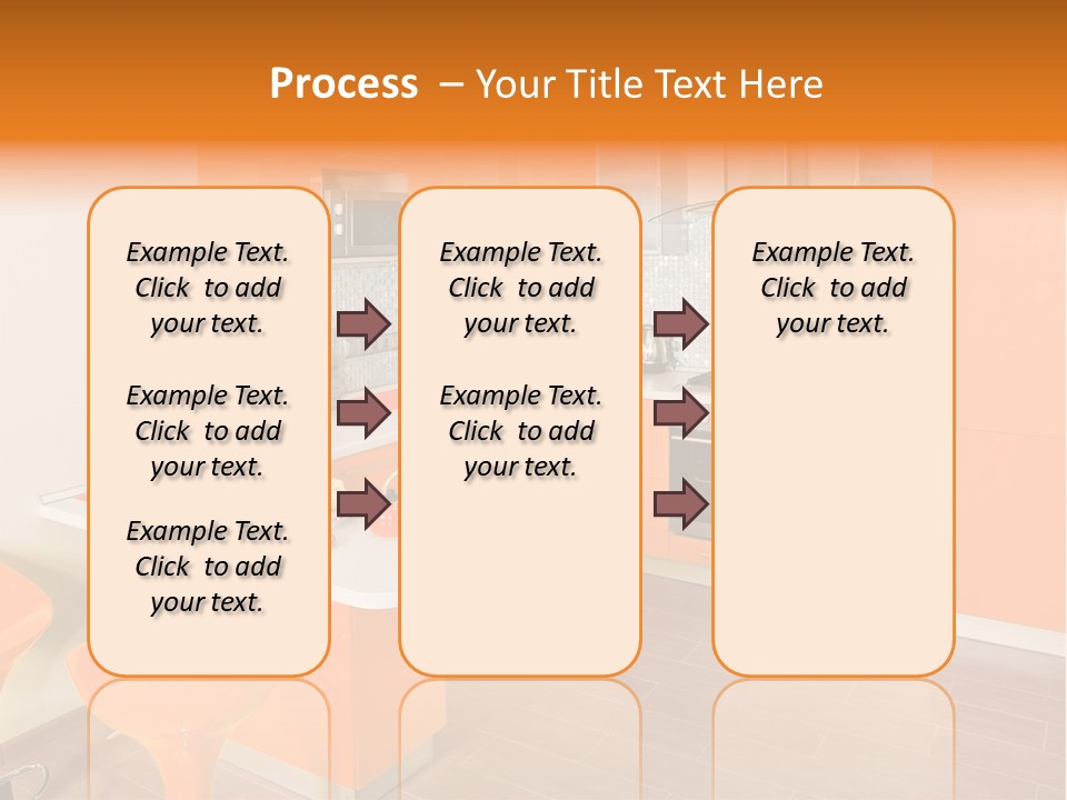 A Kitchen With Orange Cabinets And White Counter Tops PowerPoint Template
