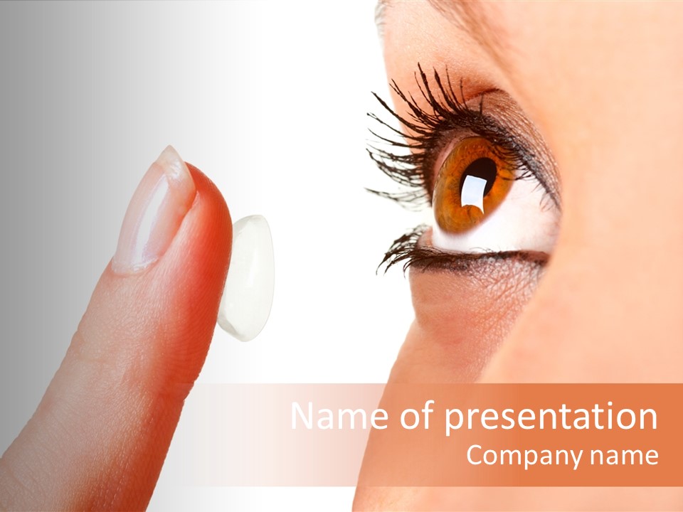 A Woman's Eye With A Contact Lens PowerPoint Template