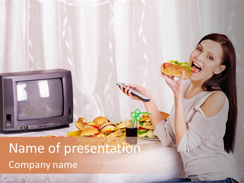 Fastfood Nutrition Girl PowerPoint Template