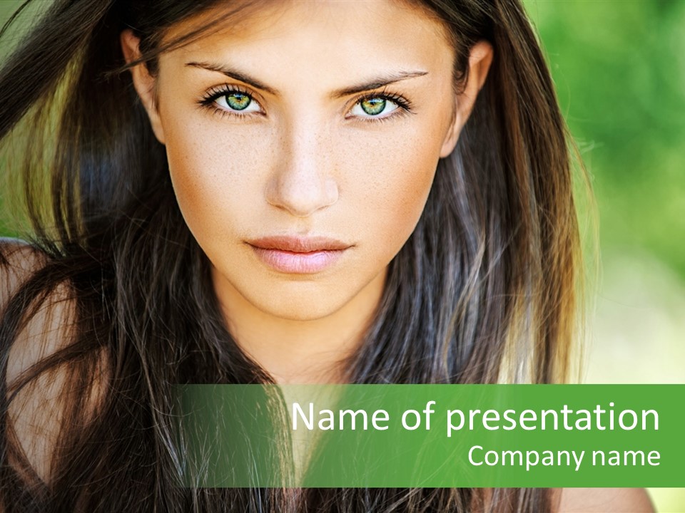 Eyes Woman Hair PowerPoint Template