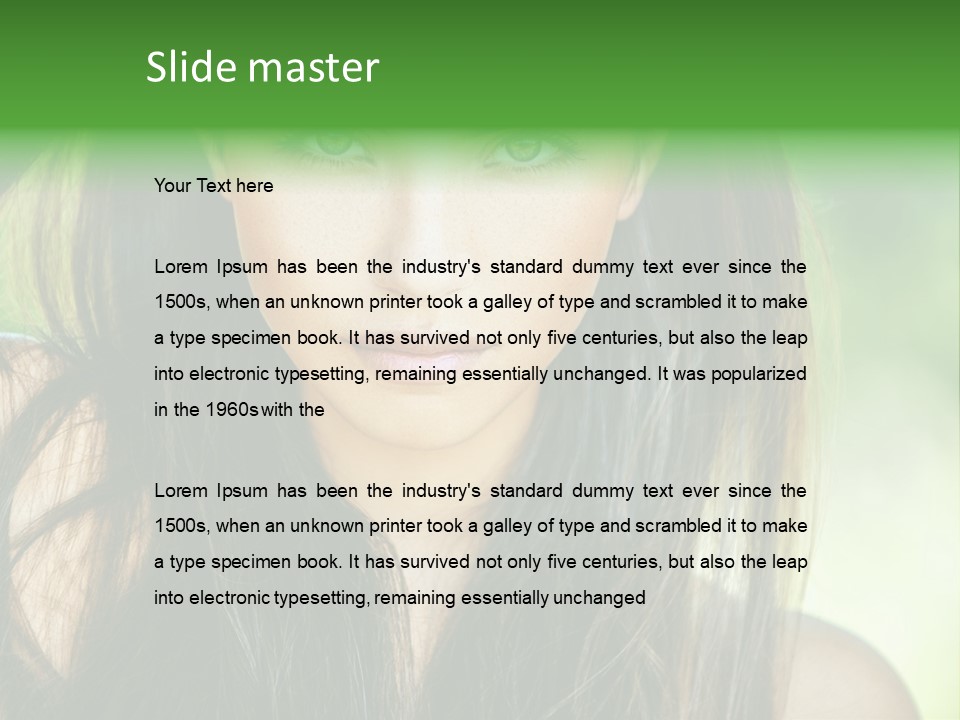 Eyes Woman Hair PowerPoint Template