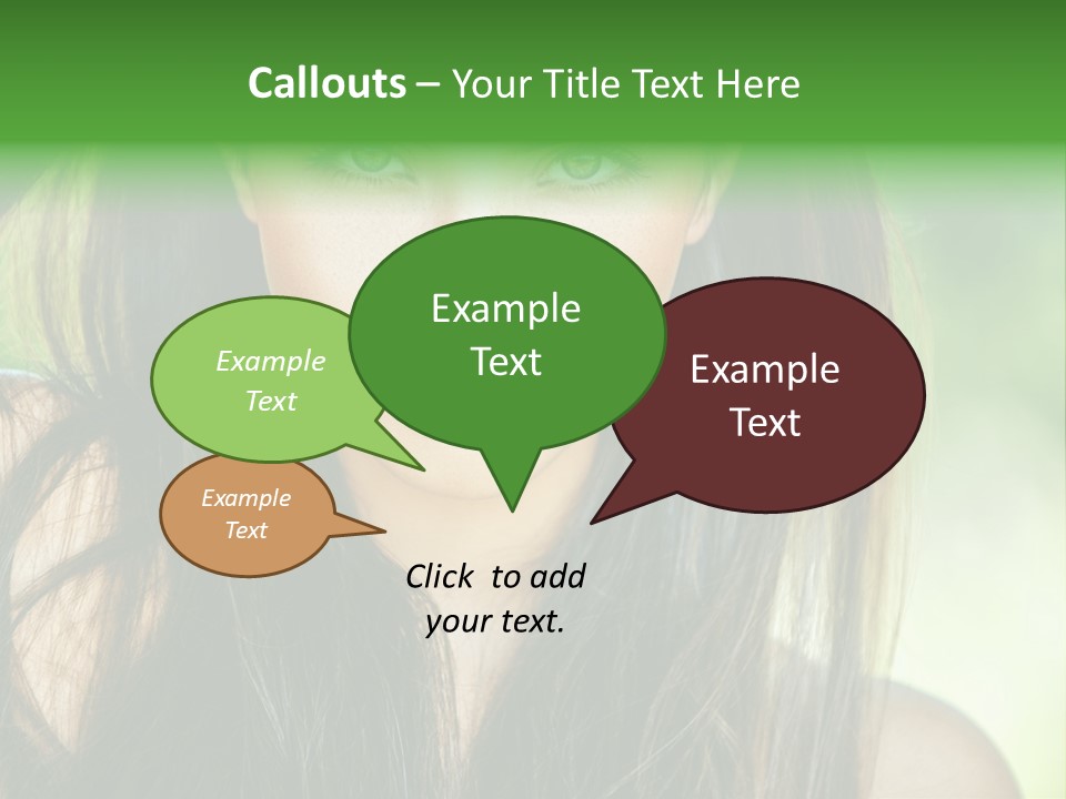 Eyes Woman Hair PowerPoint Template