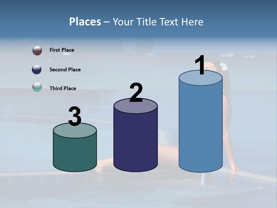 A Beautiful Woman In A White Bikini Sitting On The Edge Of A Swimming Pool PowerPoint Template