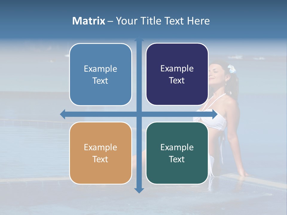 A Beautiful Woman In A White Bikini Sitting On The Edge Of A Swimming Pool PowerPoint Template