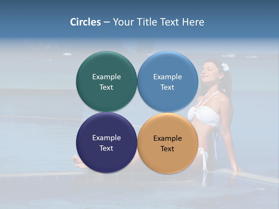 A Beautiful Woman In A White Bikini Sitting On The Edge Of A Swimming Pool PowerPoint Template