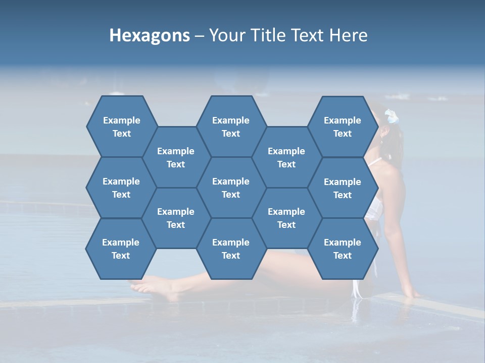 A Beautiful Woman In A White Bikini Sitting On The Edge Of A Swimming Pool PowerPoint Template