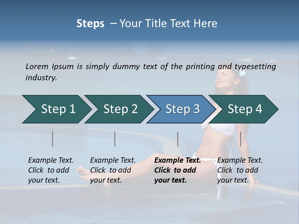 A Beautiful Woman In A White Bikini Sitting On The Edge Of A Swimming Pool PowerPoint Template